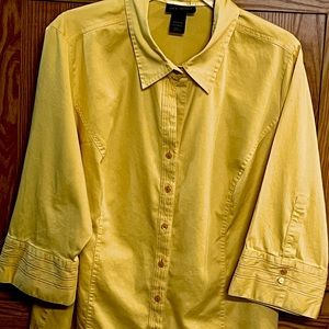Lane Bryant Plus Size Canary Yellow Button Down Dress Shirt